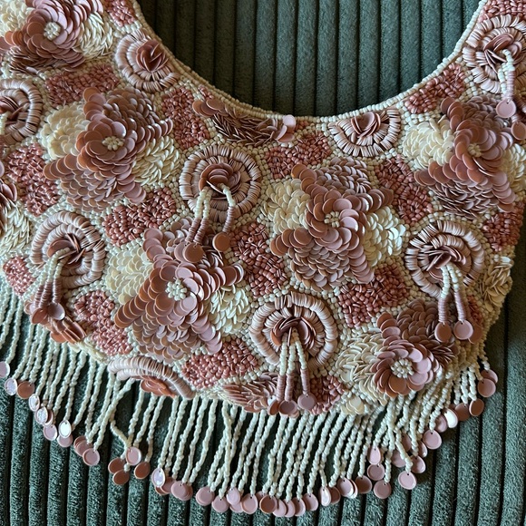 Pink Beaded Pearl Strap Shoulder Bag - Picture 3 of 6